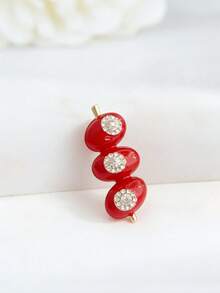 1 chiếc ghim cài áo hình kẹo dễ thương bằng men và đá đính kèm. - Đỏ - Xem 1