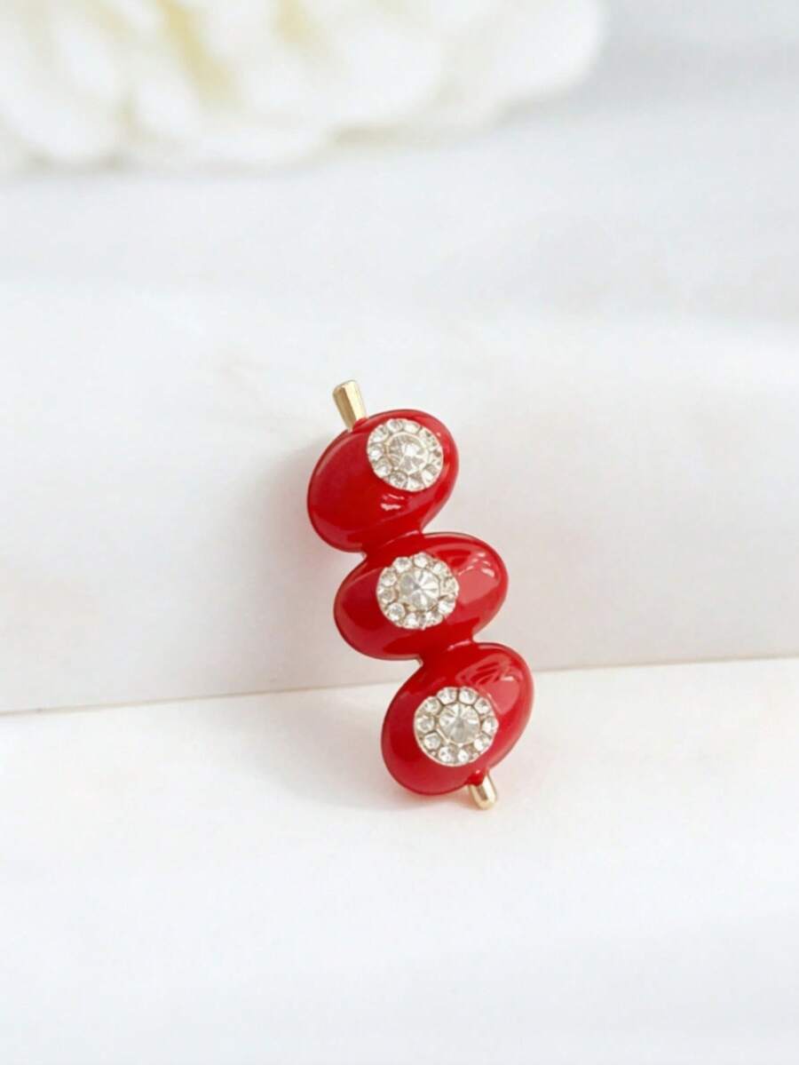 1 chiếc ghim cài áo hình kẹo dễ thương bằng men và đá đính kèm. - Đỏ - Xem 1