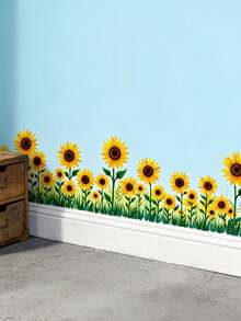 1pc Sunflower Wall Sticker, Baseboard Decor Floral Sticker, PVC Material Self-Adhesive Removable, Decor For Bedroom, Kitchen, Balcony, Bathroom, Living Room, Create A Cozy Home - 1PC - View 8