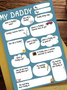 1pc, Fill-In-The-Blank "My Daddy" Questionnaire Card. Includes Envelope, Premium Matte Paper. Playful Hand-Drawn Design (Candles, Car, ). Perfect For Father's Day/Birthday-The Ideal Interactive Keepsake Card For Dads (12cm/4.7in X 17cm/6.7in) - Brown Envelope - View 3