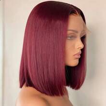 4/27 Tóc giả bob bằng tóc thật màu vàng mật ong, kiểu dáng thẳng, lưới phía trước, kích thước 13x4, đã được tỉa sẵn, mật độ tóc 180. - S99J - Xem 3