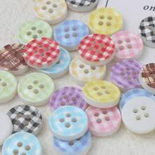20/40/50 PCS, 1.2cm/1.25cm Round/Heart Grid Print 4-Hole Buttons, Suitable For Clothing Accessories, Dresses, Jackets, Shirts, Sweaters DIY, Dolls, Phone Cases Decoration - Checkered Print - View 4