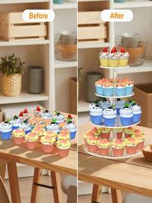 Multi-Tier Acrylic Cake Display Stand, Dessert Food Display Rack For Wedding, Birthday Party - Clear - View 5