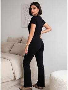 Women's Wide-Leg Winter Pants, Lanzinha Brand, Winter Fashion 2026, Copa Brasil. - 黑色 1p - 查看 4