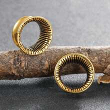 2个空心圆条纹耳扩耳钉耳扩隧道 316L不锈钢扩耳器耳环穿刺饰品 - 1767 - 查看 7