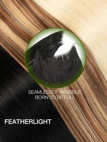 Extensiones de Cabello con Punta de Pluma Invisible, Extensiones de Cabello Humano No-Remy con Línea de Pesca Natural Invisible para Coser y Micro Loop, Adecuadas para Todas las Mujeres y Etnias, Volumen y Brillo de Grado de Salón, Accesorio de Cabello Versátil - Multicolor - Ver 4