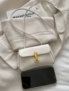 2026 New Mini Baguette Bag With Clasp, Retro Chic Underarm Shoulder Handbag, French Stylish Crossbody Tote - Beige - View 7