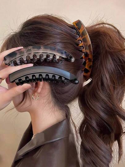 3 Pcs Large Banana Hair Clips For Women, Retro Tortoise Shell & Matte Black Non-Slip Hair Combs With Strong Teeth Grip, Stylish Hair Styling Tools For Thick Medium Hair Ponytails, Twists, Updos, Chic Hair Accessories.