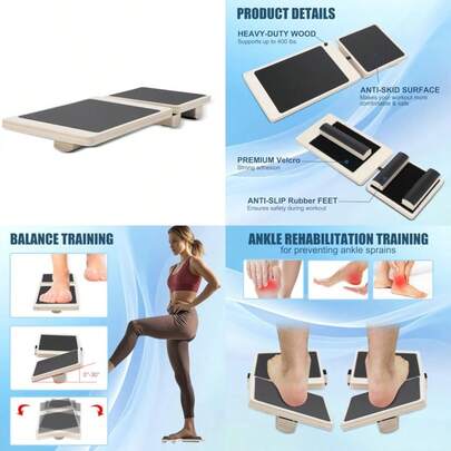 Ankle Balance Board Single Leg Wood Anti Slip Foot Strengthener Trainer For Sprained Ankle Plantar Fasciitis Posture Correcting