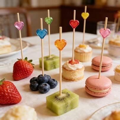 Que xiên tre hình trái tim - Thiết kế trái tim trang nhã, thích hợp cho Ngày Valentine, đám cưới, tiệc tùng, sử dụng hàng ngày - Tuyệt vời cho trái cây, sushi, thịt nướng, món khai vị - Dùng trong nhà bếp, nhà hàng, sự kiện - Món quà lý tưởng cho đầu bếp gia đình, phụ kiện nhà bếp bằng tre, chuẩn bị món khai vị, trang trí món ăn, que xiên thơm.