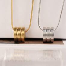 1 chiếc dây chuyền móc áo len tối giản, mặt dây chuyền hai vòng bằng thép không gỉ cao cấp, phù hợp cho cả nam và nữ, quà tặng Ngày của Cha. - Nhiều màu - Xem 2