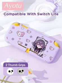 Ayotu Anime Girl Theme Switch Protective Case, Suitable For New Switch 2 (2025)/Switch NS/Switch OLED, Can Be Installed On The Dock Without Removing The Protective Case, Universal Game Controller Protective Cover, Comes With 2 Joystick Caps, Switch Game Accessories, Anti-Fall And Anti-Scratch, Spring Romance/Back To School Gift/Valentine's Day Gift - View 9