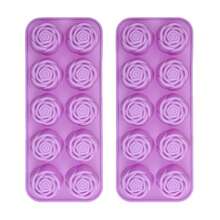 Khuôn silicon hình hoa hồng 10 ô, thích hợp làm sô cô la, nến, xà phòng, đá viên, chịu nhiệt và lạnh (-40°F đến 446°F), 2 khuôn nướng, dễ dàng lấy ra và vệ sinh. - Nhiều màu - Xem 13