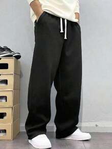 This Men's Casual Sweatpants Feature A Loose, Straight-Leg With A Fleece Comfort And Drape.Suitable Both Indoor And Outdoor Wear, It Also Makes A Great Couples.Pants Are Made Of% Polyester Fabric And Have A Drawstring Waistband Adjustable Fit, Available In Multiple Colors. - 黑色 - 查看 16