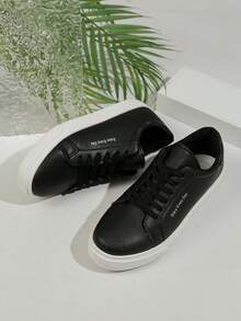 新款加大码黑色帆布运动鞋，百搭学生运动鞋，平底时尚学生鞋，系带休闲运动鞋（鞋码偏小，建议选购大一码） - 黑色 - 查看 7