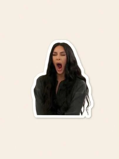 Yawning Kim Kardas Meme Sticker, Funny Reaction Sticker, Waterproof Vinyl Decal, Laptop Water Bottle Sticker, Meme Magnet Option Gift