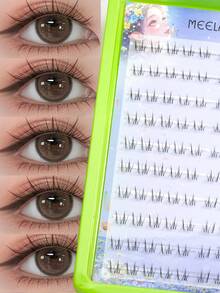 Natural-Looking Segmented Cluster False Eyelashes, Easy To Apply For Beginners, Brownie Brown Tone - View 5