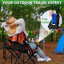 2 Pack Portable Camping Chairs Folding Lawn Chair Outdoor Lightweight Beach Chair With Cup Holder & Carry Bag For Outside Sports, Fishing, Hiking, Travel, Picnic, Backyard (Black-Dark) - 黑褐色 - 查看 5