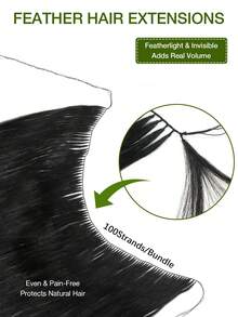 Extensiones de Cabello con Punta de Pluma Invisible, Extensiones de Cabello Humano No-Remy con Línea de Pesca Natural Invisible para Coser y Micro Loop, Adecuadas para Todas las Mujeres y Etnias, Volumen y Brillo de Grado de Salón, Accesorio de Cabello Versátil - Multicolor - Ver 5