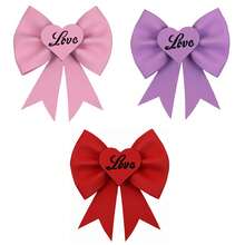 6pcs Red, Pink, Purple Heart Shaped Bow Decorations, Suitable For Mother's Day, Wedding, Anniversary Party, DIY Bouquet, Gift Packaging - Multicolor - View 6