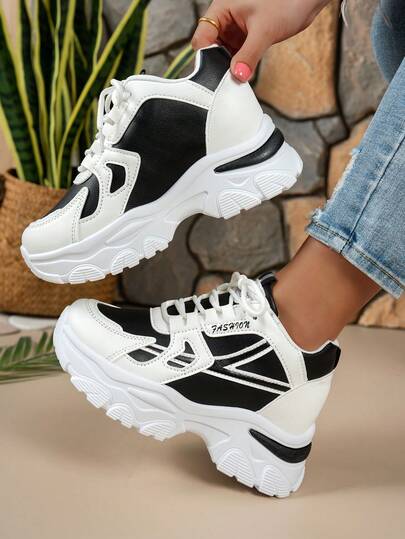 2026 Nuevos tenis de plataforma de suela gruesa y bloque de color casual para adolescentes, clásicos y duraderos, versátiles y de moda, adecuados para el uso diario, compras, reuniones y viajes de verano