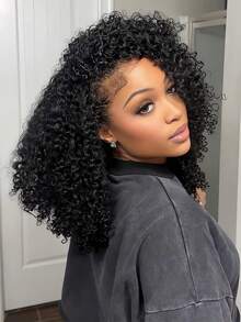 BINF Afro Kinky Curly Clip In Hair Extensions Real Human Hair 8Pcs With 18 Clips 120g/Set 10A Brazilian Remy HairFor Women Natural Color For Women - Natural Black - View 7