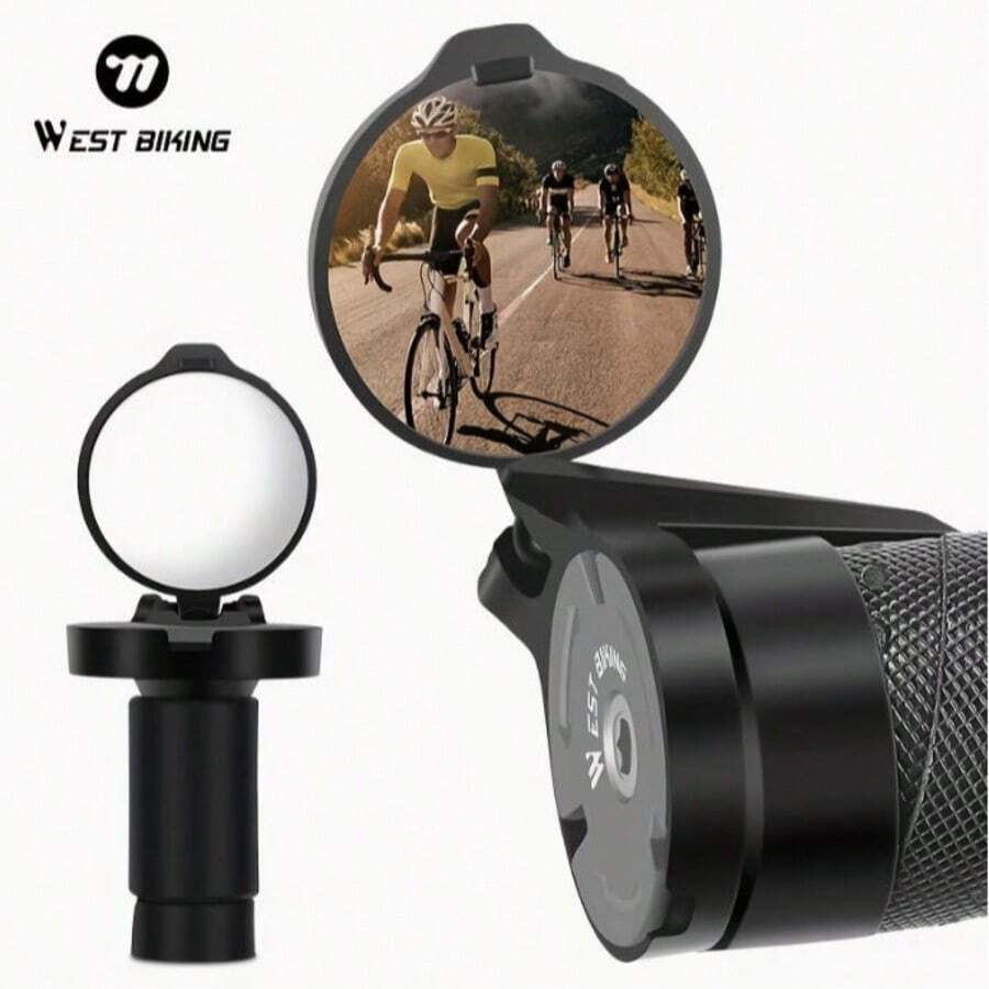 2pcs/Set Bicycle Rearview Mirrors With Wide Angle Convex Lens, 360 Degree Rotatable, Foldable Design, Ideal Accessory For Black Bicycles