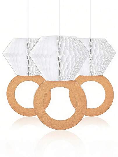 3个玫瑰金蜂窝球，婚礼新娘派对生日节日庆典装饰