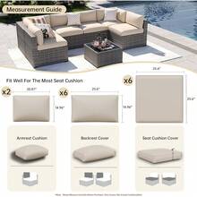Aoxun 14pcs Patio Cushion Covers, Waterproof Outdoor Furniture Cushion Covers With Zipper And Non-Slip Bottom, Patio Sofa Couch 3 Sizes Patio Sectional, Covers Only (Beige) 3IW2 - Màu xanh da trời - Xem 6