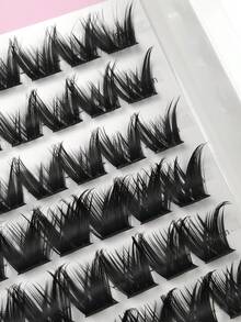 144 Pcs D Curl Cluster Faux Mink Fake Eyelashes Anime Style Thin False Eyelashes Mixed Length Fluffy Wispy Individual Lashes Soft Crossed Dramatic Cluster Lashes DIY Eyelashes Lash Clusters,Eye Lash Clusters,Individual Eyelashes,Lashes,Fake Lashes - D - View 4