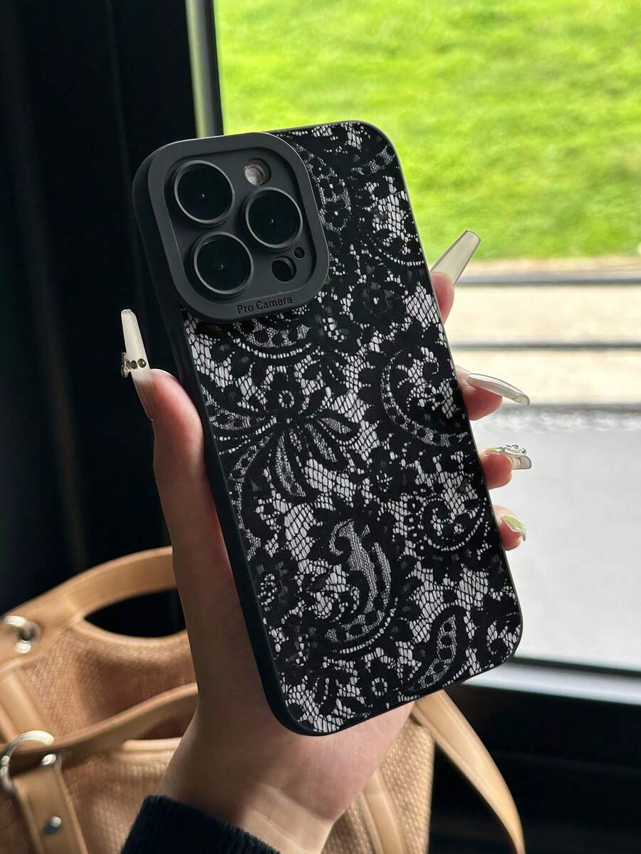 1 Lace Pattern Vertical Stripe Faux Leather Texture Anti-Fall Anti-Fingerprint Shockproof Phone Case - Multicolor - View 1