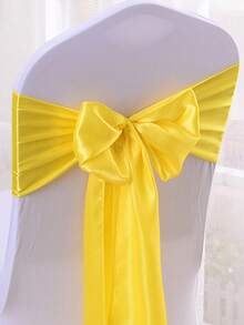 1pc Satin Ribbon Sash, Wedding Party Chair Back Decoration, Bow Tie Chair Strap - 1PC - View 7