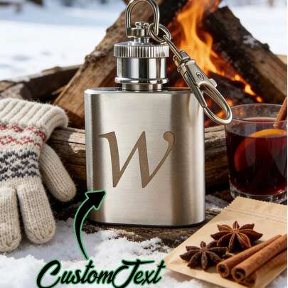1 chiếc móc khóa bình rượu mini cá nhân hóa, móc khóa bình rượu nhỏ bằng thép không gỉ khắc chữ theo yêu cầu, thích hợp làm quà tặng Ngày của Cha, sinh nhật cho nam giới, chồng, bạn trai, phù rể, quà cưới, quà kỷ niệm.