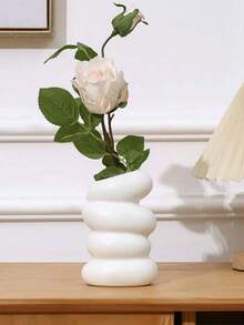 1pc Minimalist Plastic Vase, White Unbreakable Vase Suitable For Tulips, Roses And Other Flowers, Home Decor, Living Room, Dining Table Gift, Birthday, Graduation, Back To School, Room Decor, Stationery Supplies - B White Vase - View 12