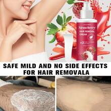Xioimy 100g Strawberry Depilatory Cream, Single Use, Smooth For 3 Months, Instant Hair Removal, Non-Irritating, Smooth Residue-Free Semi-Permanent Hair Removal, Suitable For Face, Lips, Armpits, Legs, Arms And Intimate Areas - Kem - Xem 4