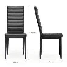 6 Pcs PU Leather Dining Chairs High Back Upholstered Kitchen Chairs With Metal Legs Water-Resistant For Home Restaurant - 黑色 - 查看 6