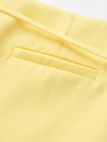 Women's Casual Everyday Office Commute Minimalist Solid Color Buckle Belted Skort Black Summer - 黃色 - 查看 7
