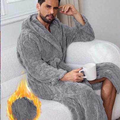 رداء حمام بغطاء رأس مصنوع من الكيبل الفاخر متعدد الألوان، رداء حمام أنيق وجذاب للرجال، ملابس منزلية كاجوال للأزواج، خريف/شتاء