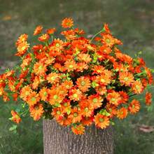 1 Stück 21-köpfiger künstlicher Gänseblümchen Blumenstrauß, Valentinstag Geschenkset, Dekoration für Hochzeit, Brautstrauß, Handgelenk Corsage, Boutonnière, Vase Dekoration Zuhause, Tortendeko für Geburtstagsfeiern, Neujahrs Dekoration, Fotografie Requisiten, Abschlussgeschenk, Frühlingsdekoration, Künstliche Pflanze - orange - Übersicht 2