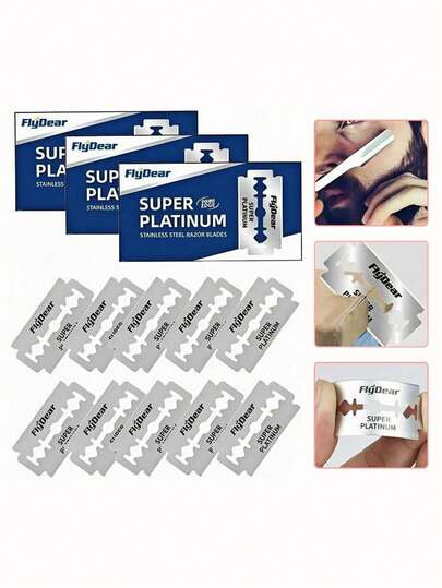 200Pcs Razor Blades For Barbers, Double Edge Razor Blades, Men's Razor Blades For Shaving, Stainless Steel Professional Barber Tool ﻿
