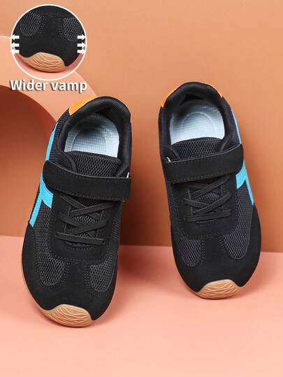 1 par de zapatos deportivos casuales para niños, con caja de dedos ancha, cómodos, de moda, suaves, antideslizantes, con forro transpirable, contraste de colores, adecuados para todas las estaciones, uso diario, al aire libre, escuela, deportes, ropa de calle