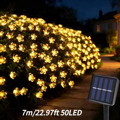 Đèn dây LED hình hoa anh đào năng lượng mặt trời, đèn trang trí sân vườn mùa hè, đèn hoa cổ tích, hộp pin, đèn dùng nguồn USB, trang trí sân vườn.