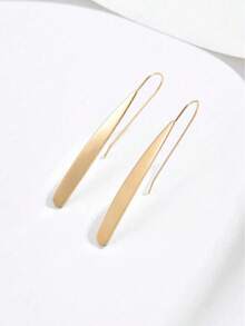 1 Pair Women's Fashion Geometric Rectangular Shiny Earrings, Suitable For Daily Casual Wear - Gold - View 2
