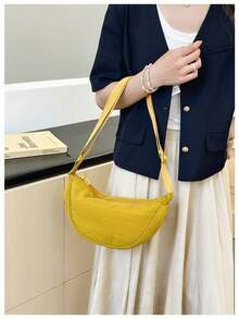 Bolso cruzado casual y de moda para mujer, bolso de hombro versátil, bolso de mujer de nailon ligero - Amarillo - Ver 2