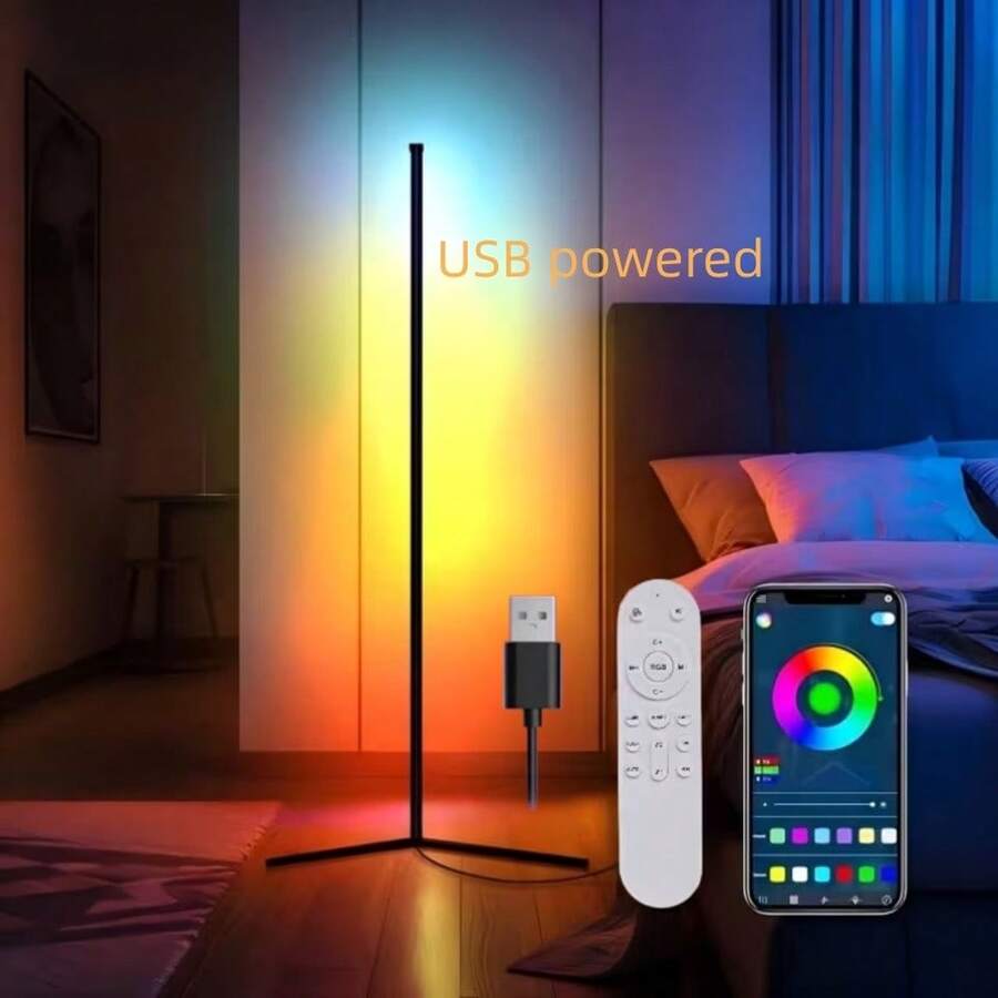 Lampu Lantai Sudut LED Unit Tunggal - Menampilkan 16 Juta Warna dan 230 Mode Pencahayaan Dinamis - Mendukung Aplikasi/Kontrol Jarak Jauh - Sinkronisasi dengan Musik - Pemasangan Mudah - Cocok untuk Ruang Tamu, Ruang Bermain, dan Ruang Lainnya. - Lampu lantai pintar - View 1