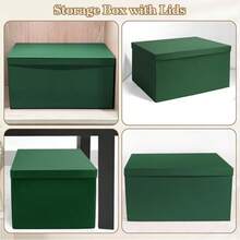 Storage Box, Green Storage Boxes With Lids 38 X 28 X 19 Cm Large Storage Box With Ribbon Cardboard Storage Boxes For Home Bedroom Living Room Office School - A - View 4