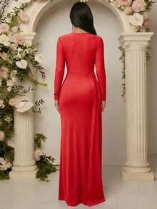 Women Long Dresses - Red - View 2