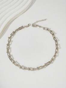 1 buah Kalung Rantai Tebal Minimalis Modis dengan Gesper Berbentuk U, Desain Unisex Cocok untuk Pemakaian Sehari-hari, Hadiah, Pesta, Liburan, Aksesori Kalung Serbaguna - 1 kalung mode - View 2