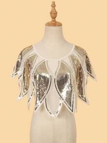 1pc Women's Summer Sequin Shawl Wrap, Evening Party Bolero Shrug - Multicolor - View 5