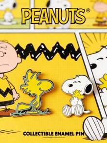 Peanuts 花生漫画官方授权收藏徽章 锌合金珐琅徽章 史努比新奇饰品 男女通用胸针 夹克翻领徽章 动漫背包徽章 防锈金属胸针 生日礼物 1枚 - 彩色 - 查看 1
